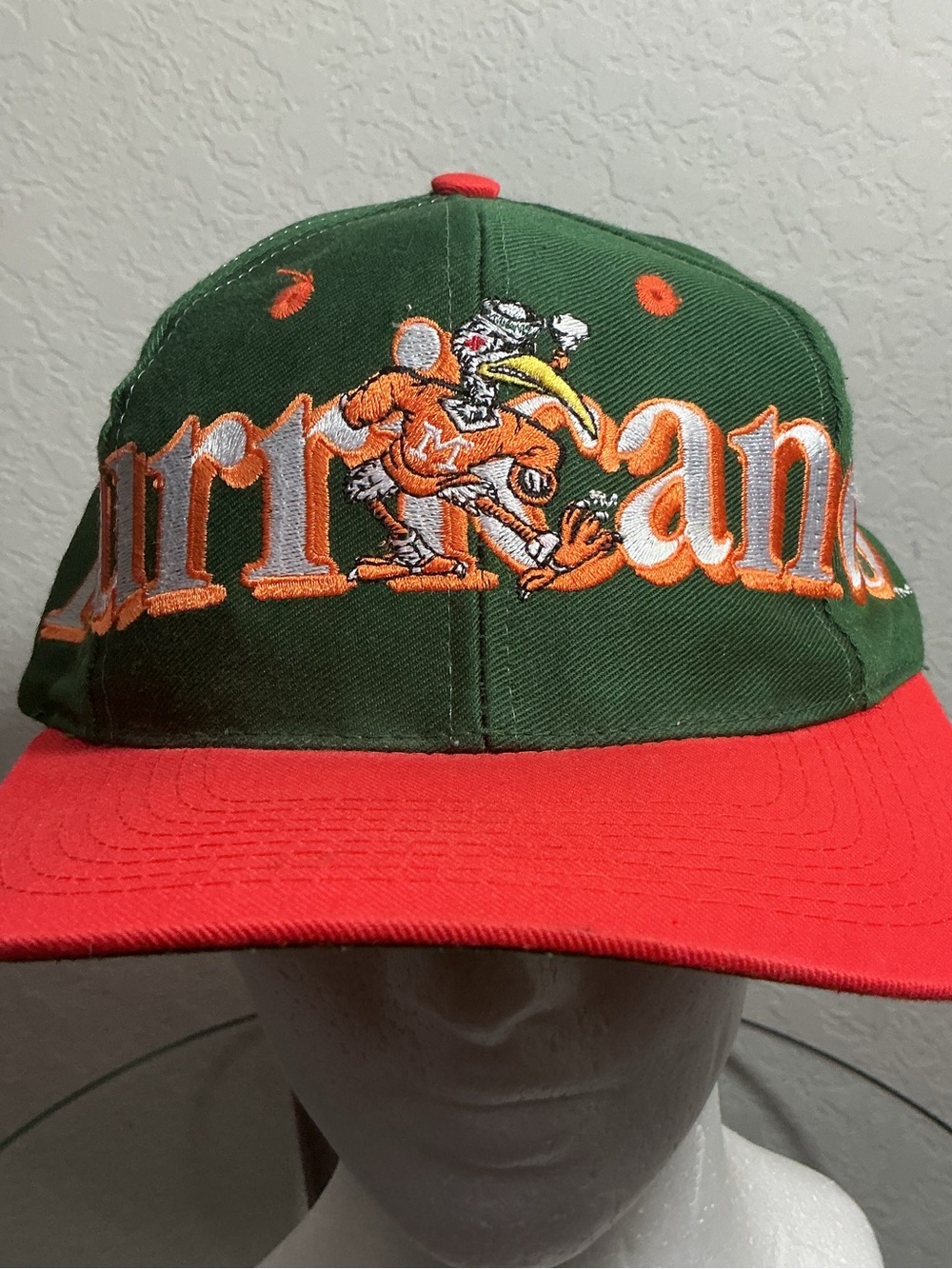 ⭐ Vintage 80s Miami Hurricanes Logo 7 Snapback Hat Green Orange Sebastian Ibis